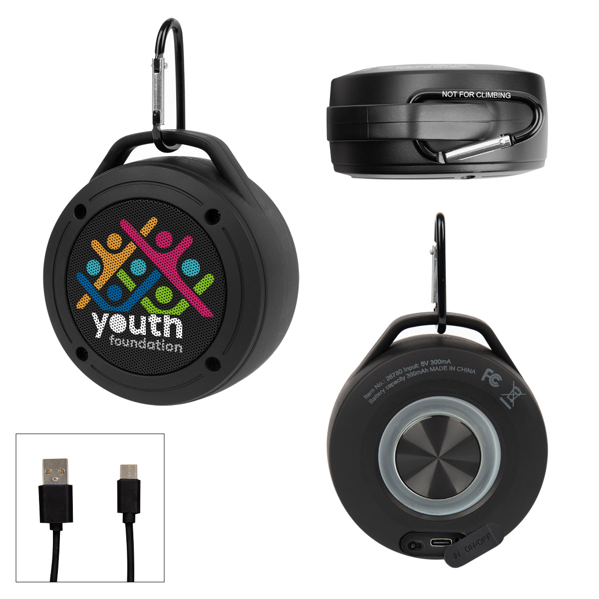Custom logo Water Resistant Speaker Carabiner 2.0