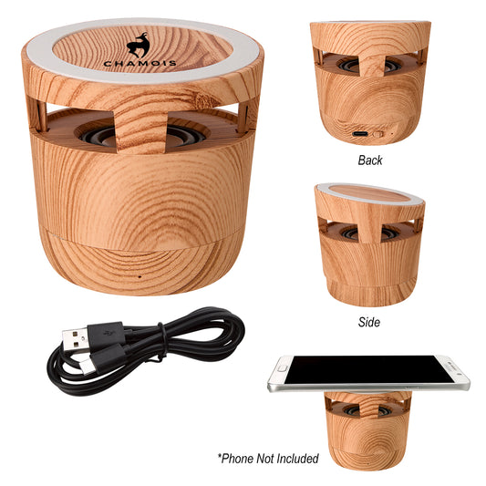 Custom logo Woodgrain Wireless Charging Pad And Speaker 2.0
