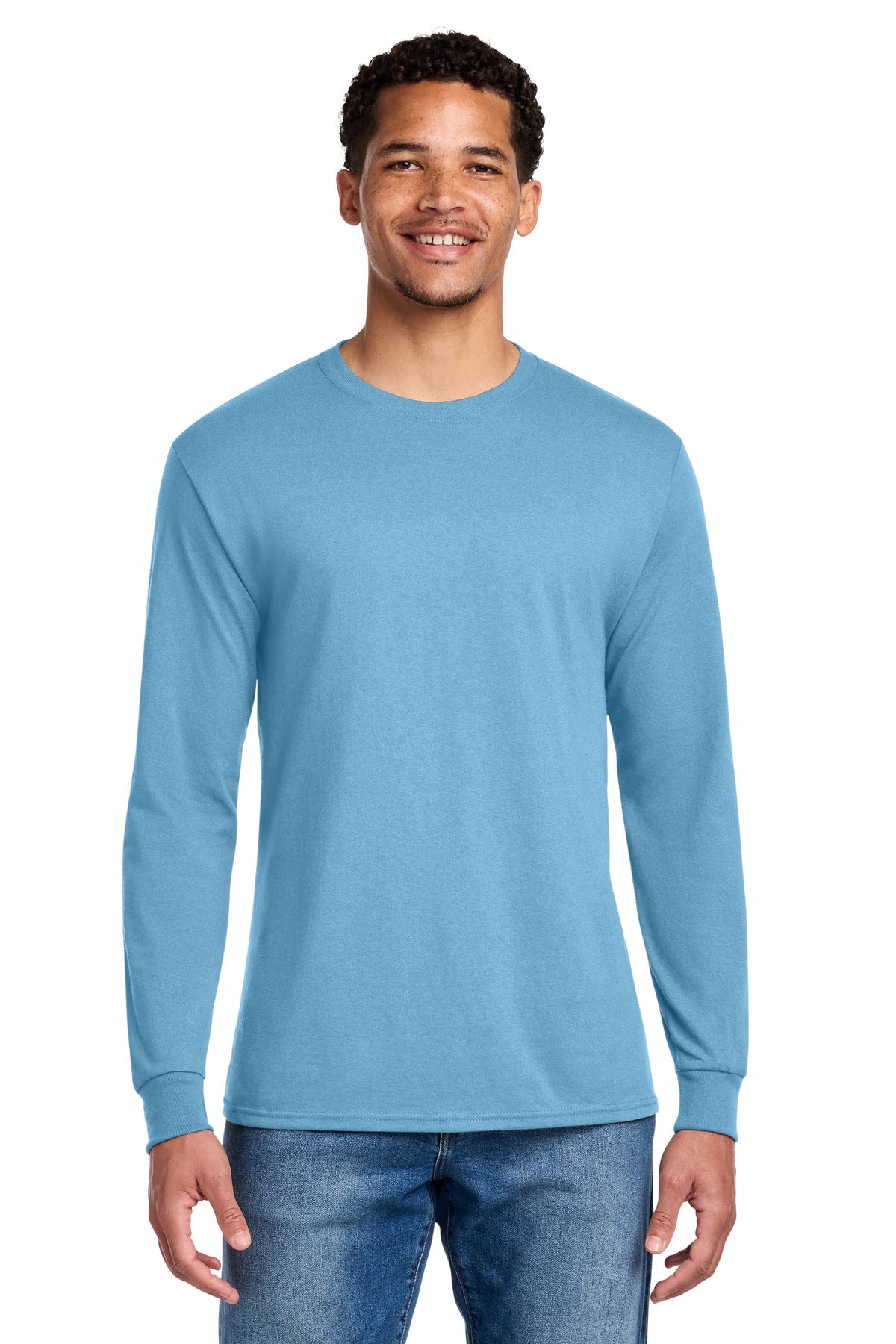 Custom logo Jerzees® - Dri-Power® 50/50 Cotton/Poly Long Sleeve T-Shirt. 29LS in Light Blue