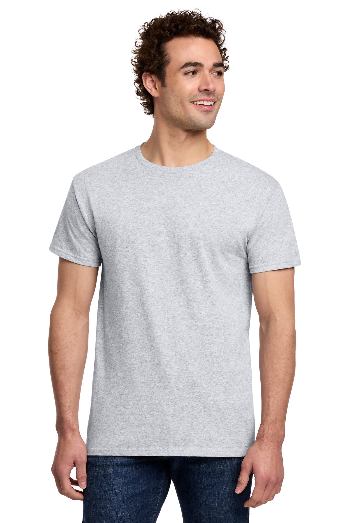 Custom logo Gildan® Light Cotton Tee 3000 in Ash Grey