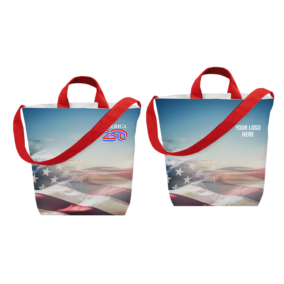 Custom logo America250™ Sublime Series rPET Satchel Tote Bag
