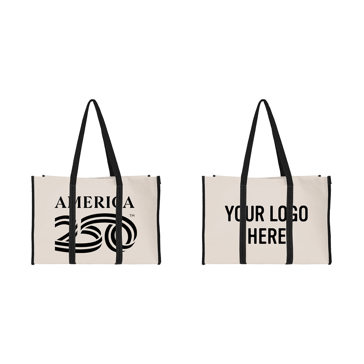 Custom logo America250™ Recycled Canvas Wrap Around Tote Bag