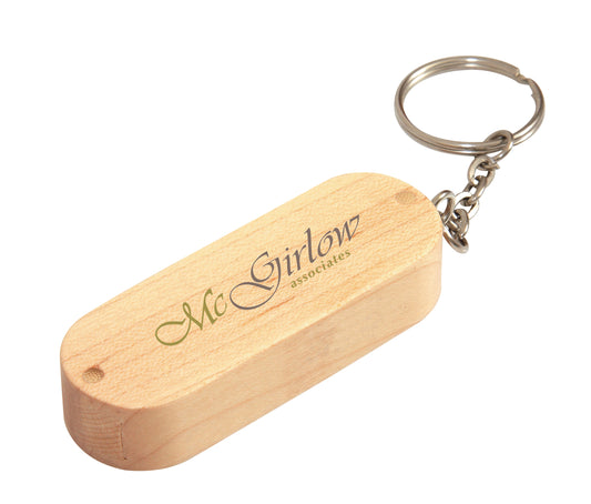 1 GB Bamboo Bullet Keyring USB 2.0 Flash Drive