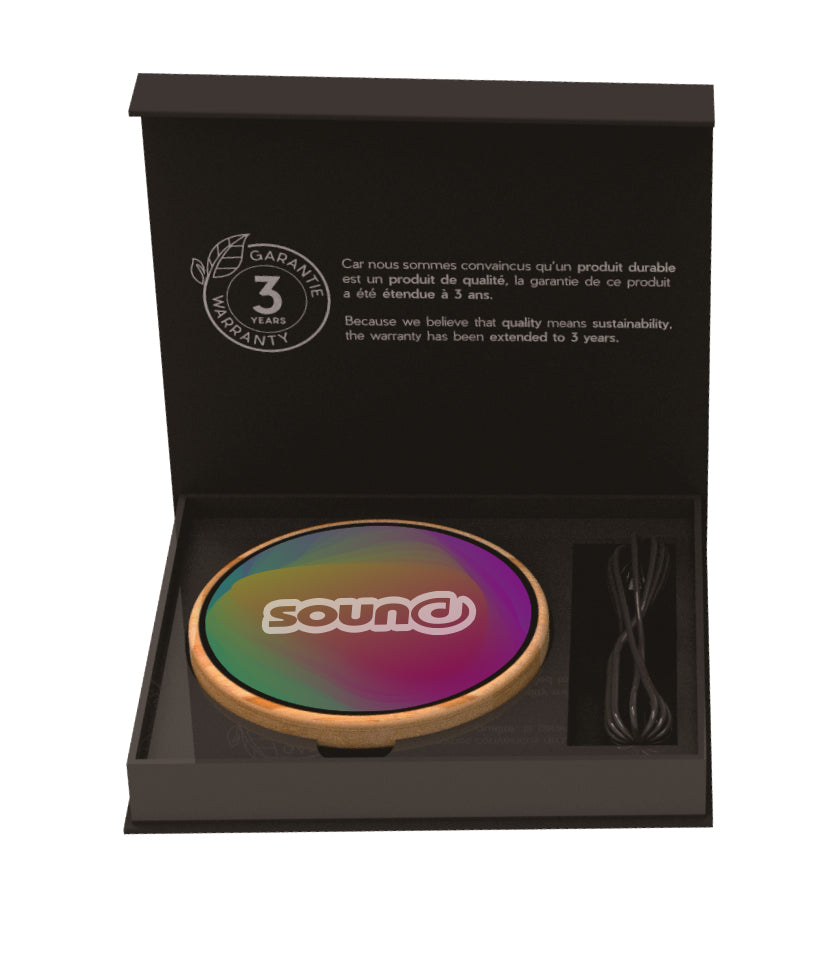 Custom logo Full-Color Bamboo 15W Wireless Charger