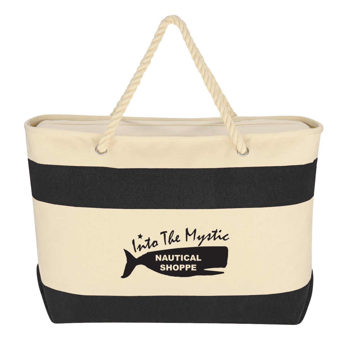 Custom logo Large Cruising 16 Oz. Recycled Cotton Canvas Tote Bag With Rope Handles