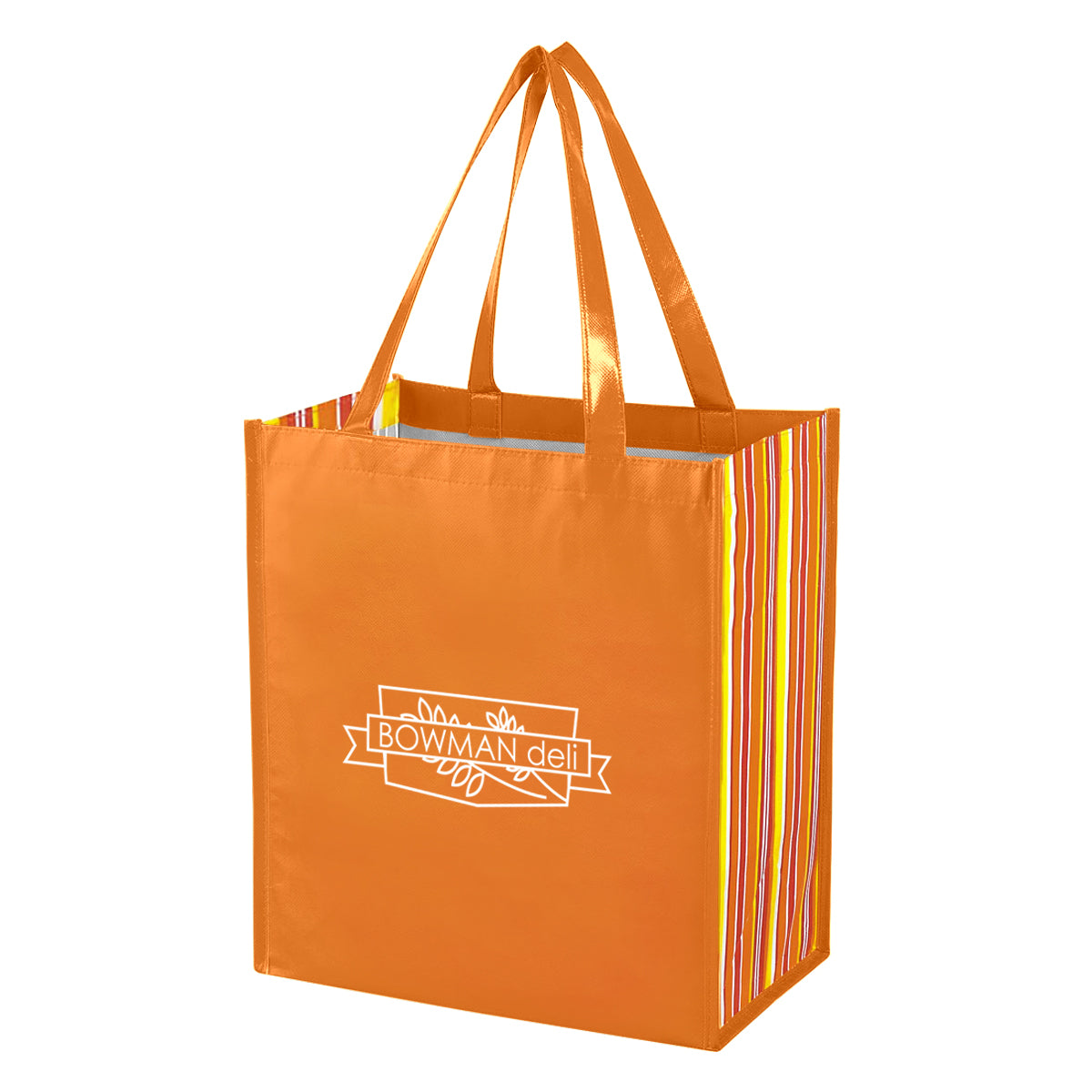 Custom logo Shiny Laminated Non-Woven Tropic Shopper Tote Bag
