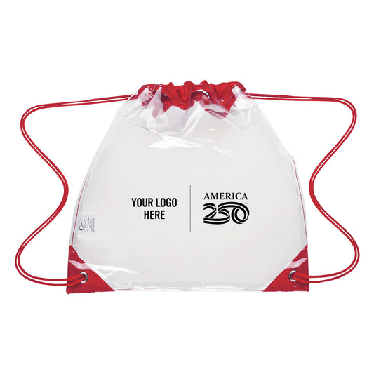 Custom logo America250™ Touchdown Clear EVA Drawstring Backpack