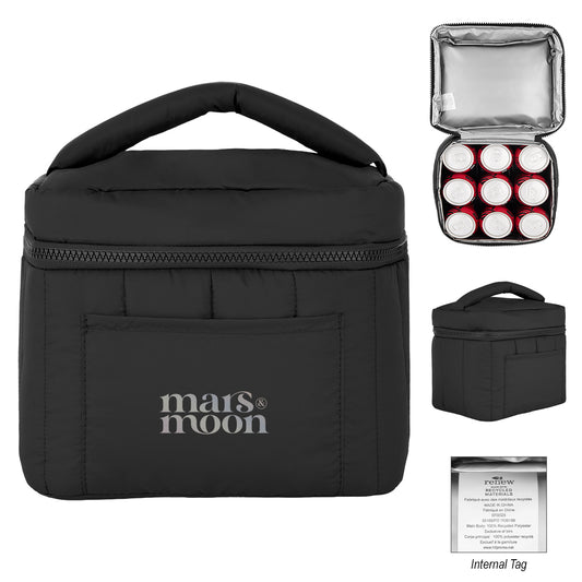 Custom logo Luxe Puffer rPET 9 Can Cooler Bag
