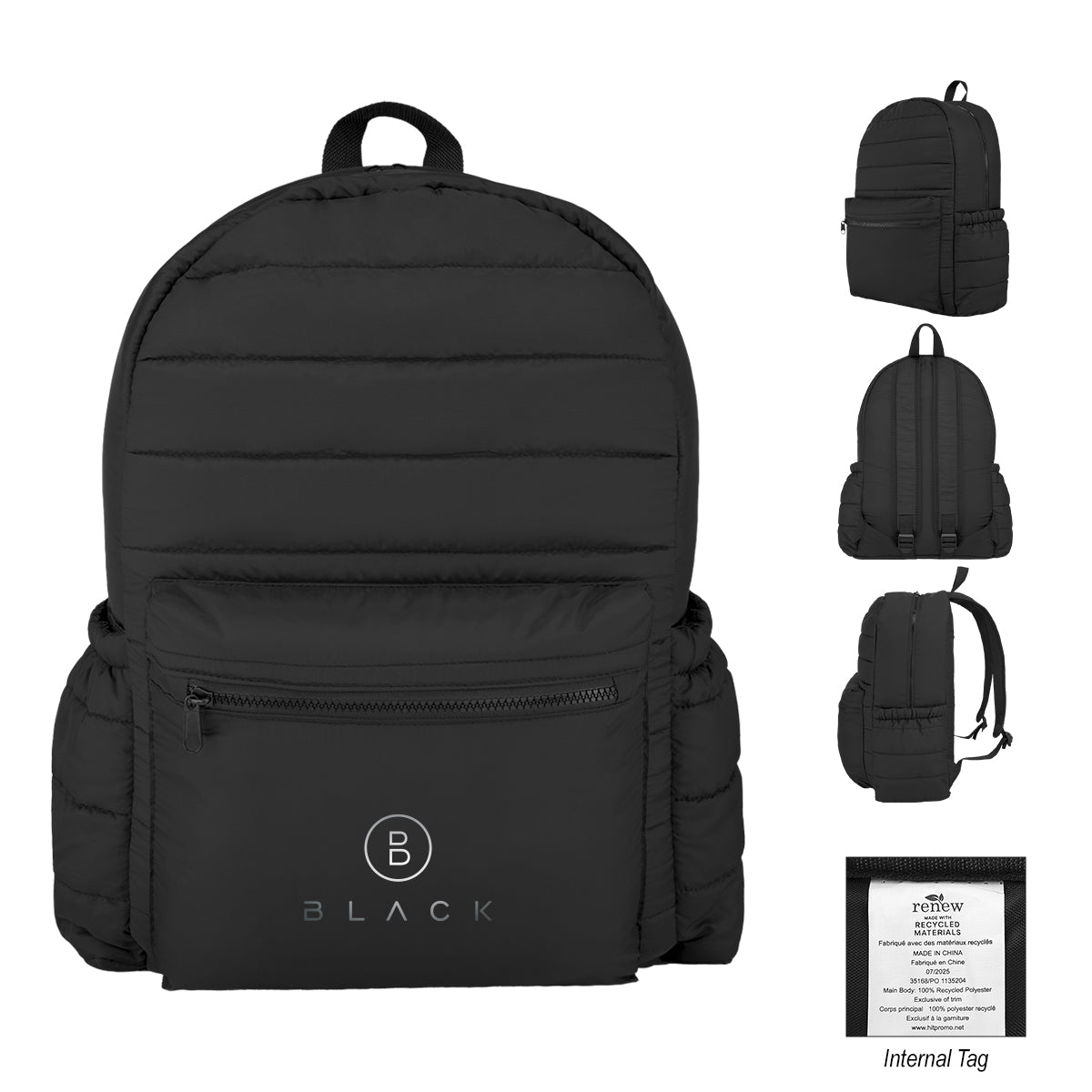 Custom logo Luxe Puffer rPET Backpack