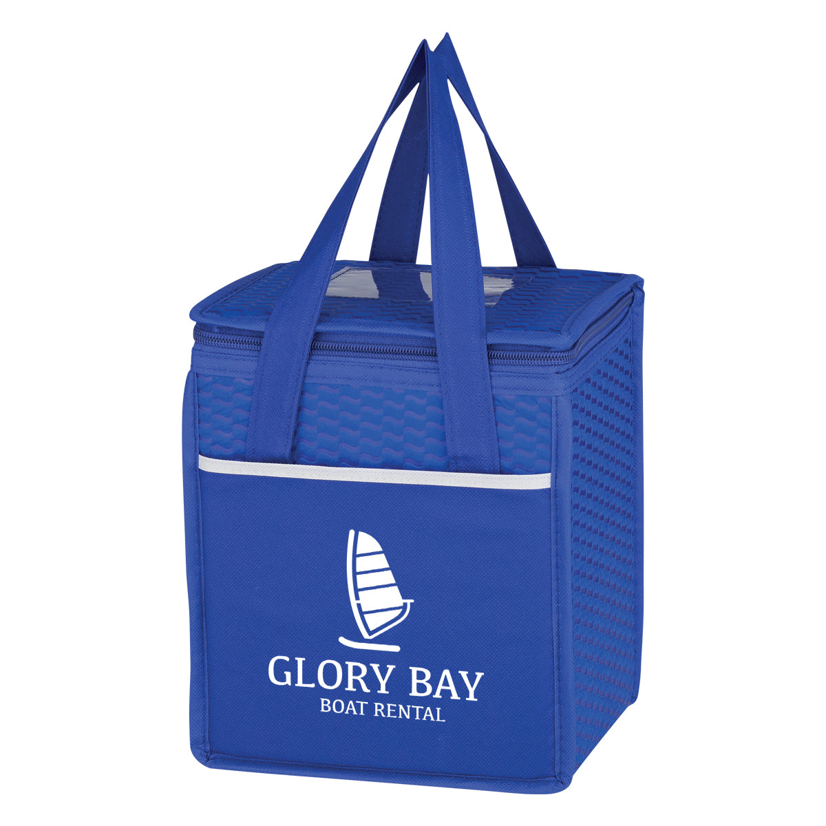 Custom logo Wave Design Non-Woven Cooler Lunch Bag