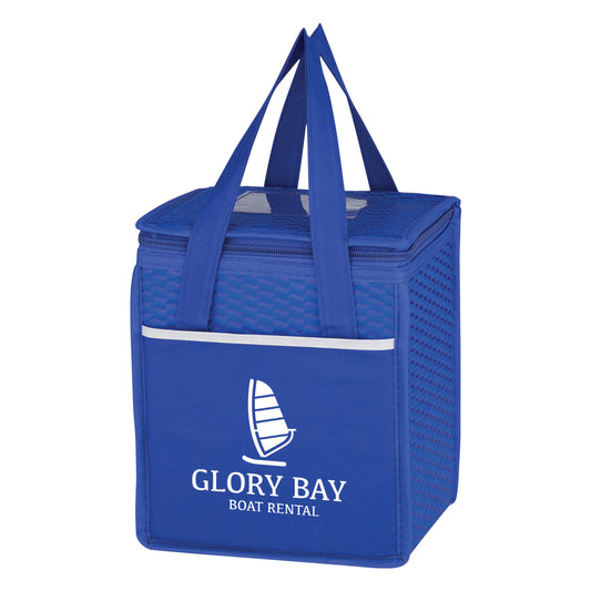 Custom logo Wave Design Non-Woven Cooler Lunch Bag