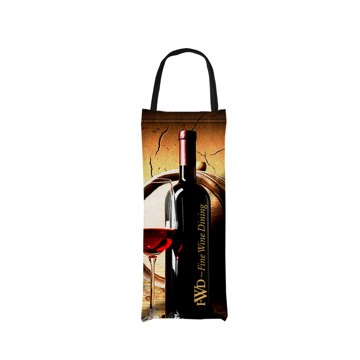 Custom logo 6" W X 16" H Polyester Wine Bag