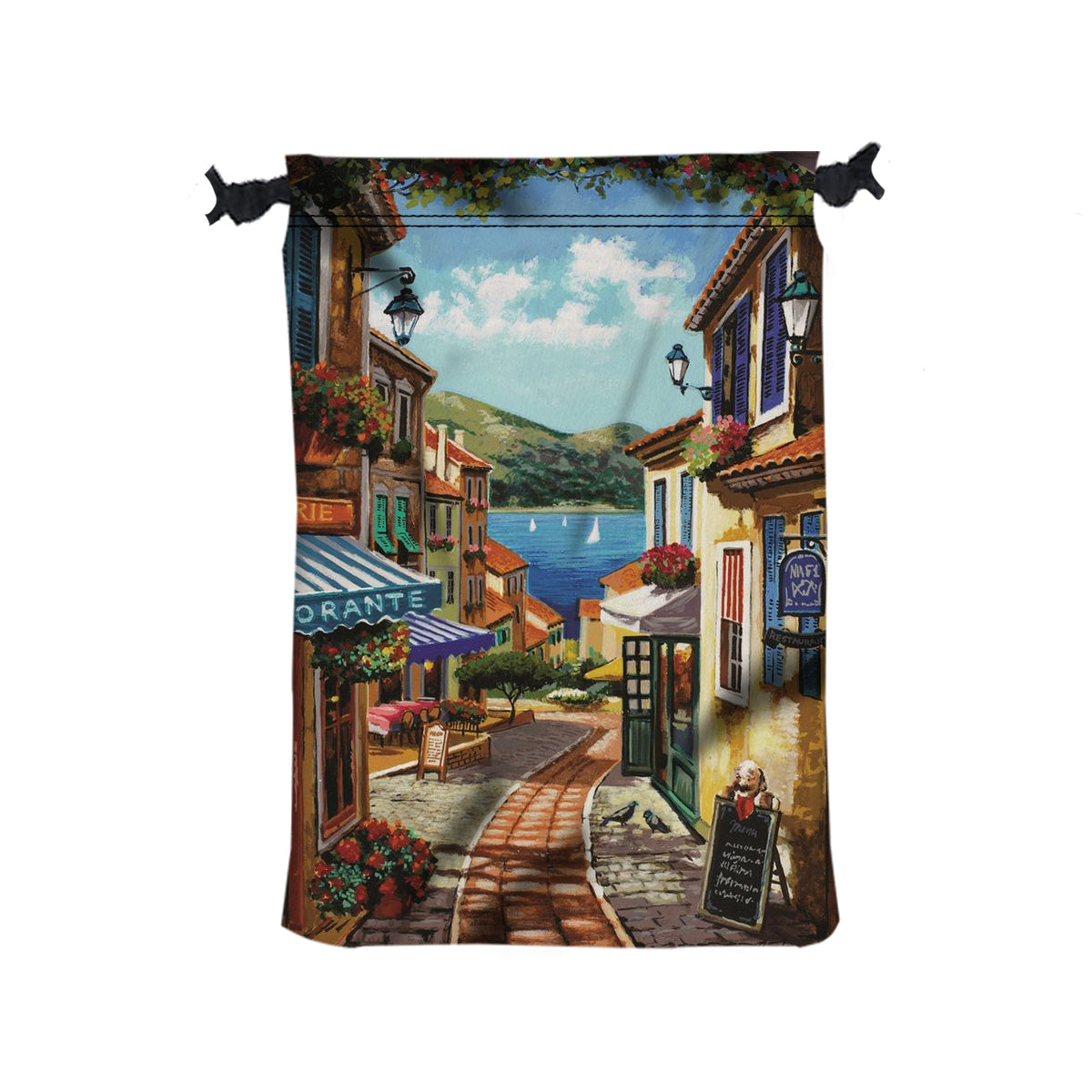 Custom logo 11" W X 16" H Polyester Drawstring Bag