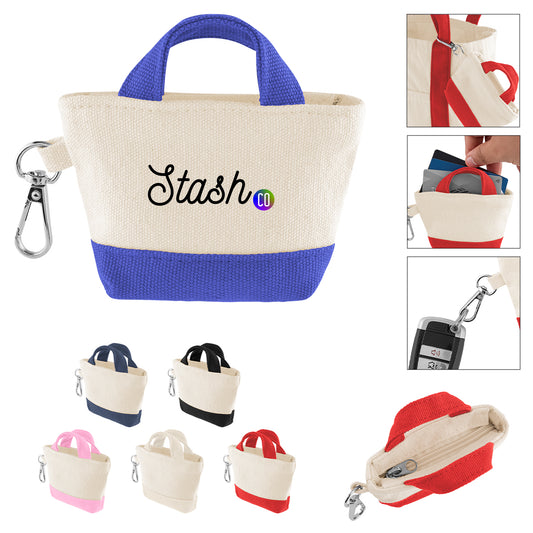 Custom logo 12 Oz. Recycled Cotton Mini Tote Bag Charm