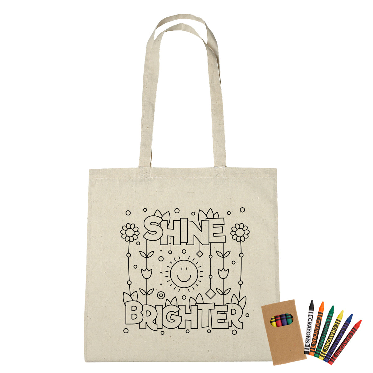 Custom logo 100% 4 Oz. Cotton Coloring Tote Bag With Crayons