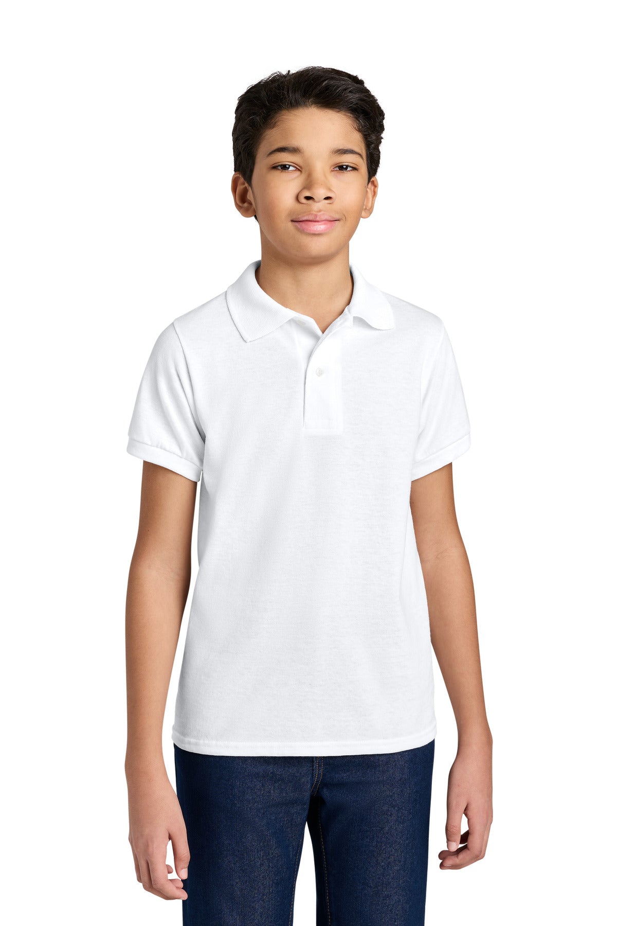 Custom logo Jerzees® Youth Dri-Power® Sport Shirt 437B in White