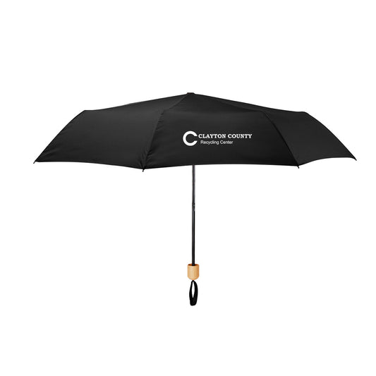 Custom logo 41" Arc Umbrella With 100% RPET Canopy & Bamboo Handle