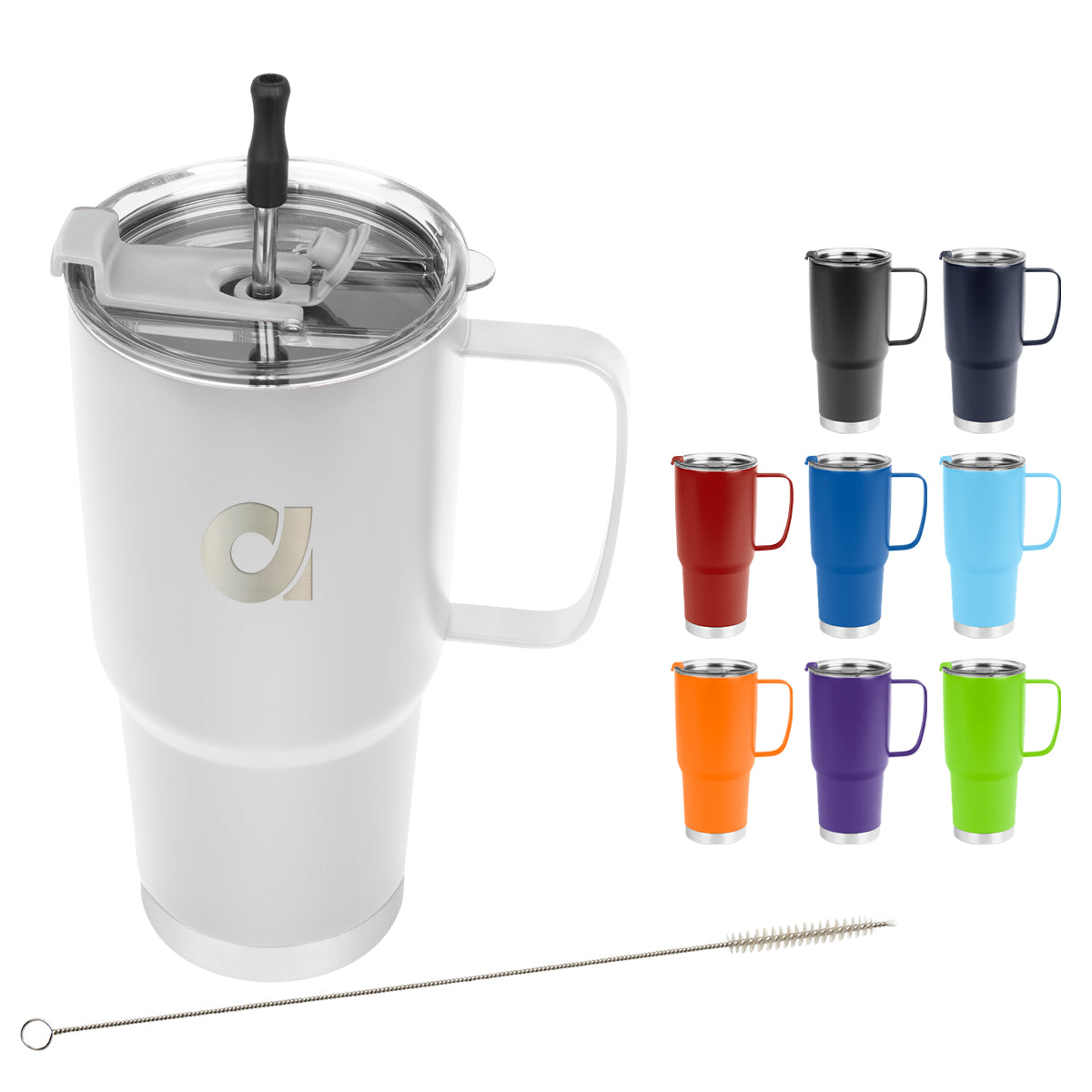 Custom logo 30 Oz. Lisbon Stainless Steel Tumbler With Straw