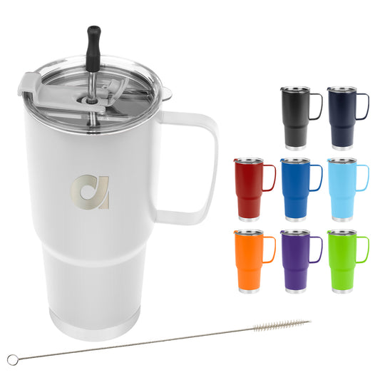 Custom logo 30 Oz. Lisbon Stainless Steel Tumbler With Straw