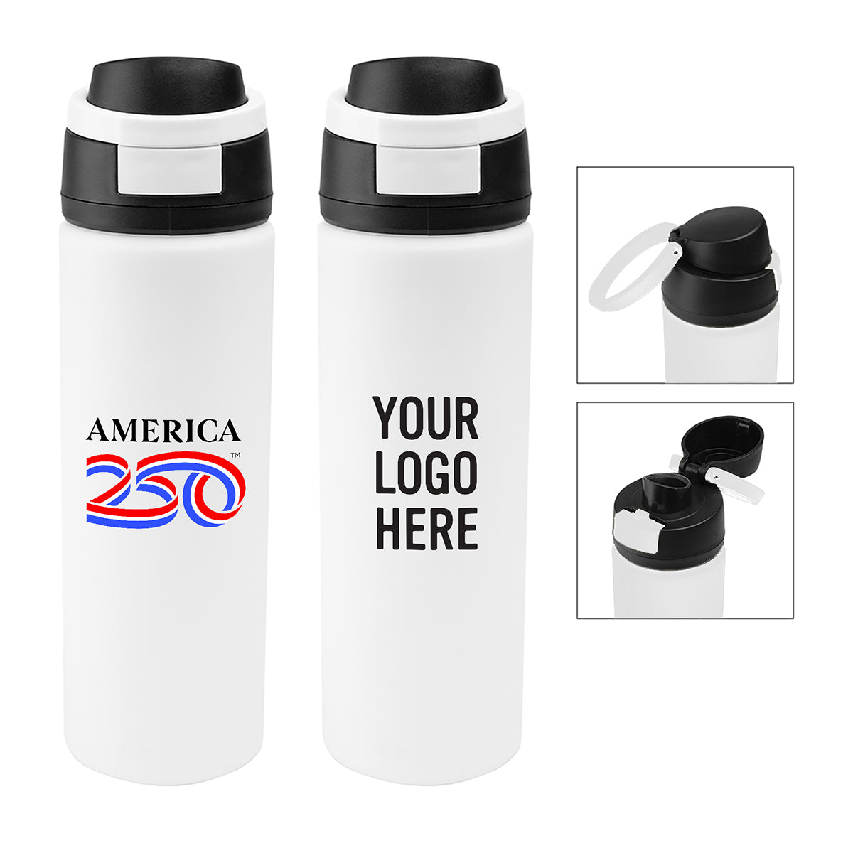Custom logo America250™ 24 Oz. Pop Sip Recycled Stainless Steel Bottle