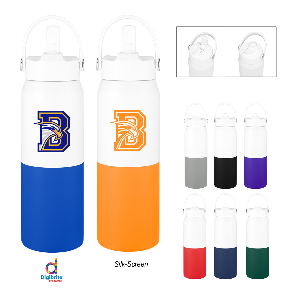 Custom logo 26 Oz. Halftime Two-Tone Recycled Stainless Steel Bottle