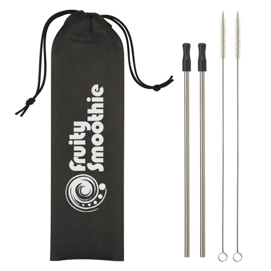 Custom logo 2-Pack Stainless Steel Straw Kit