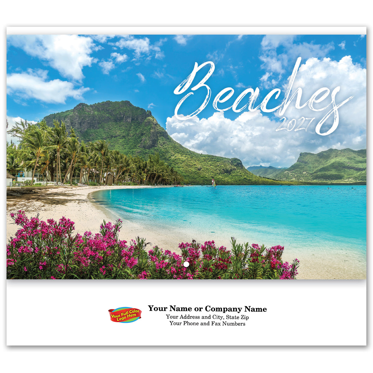 Full Color Beaches Spiral Wall Calendar