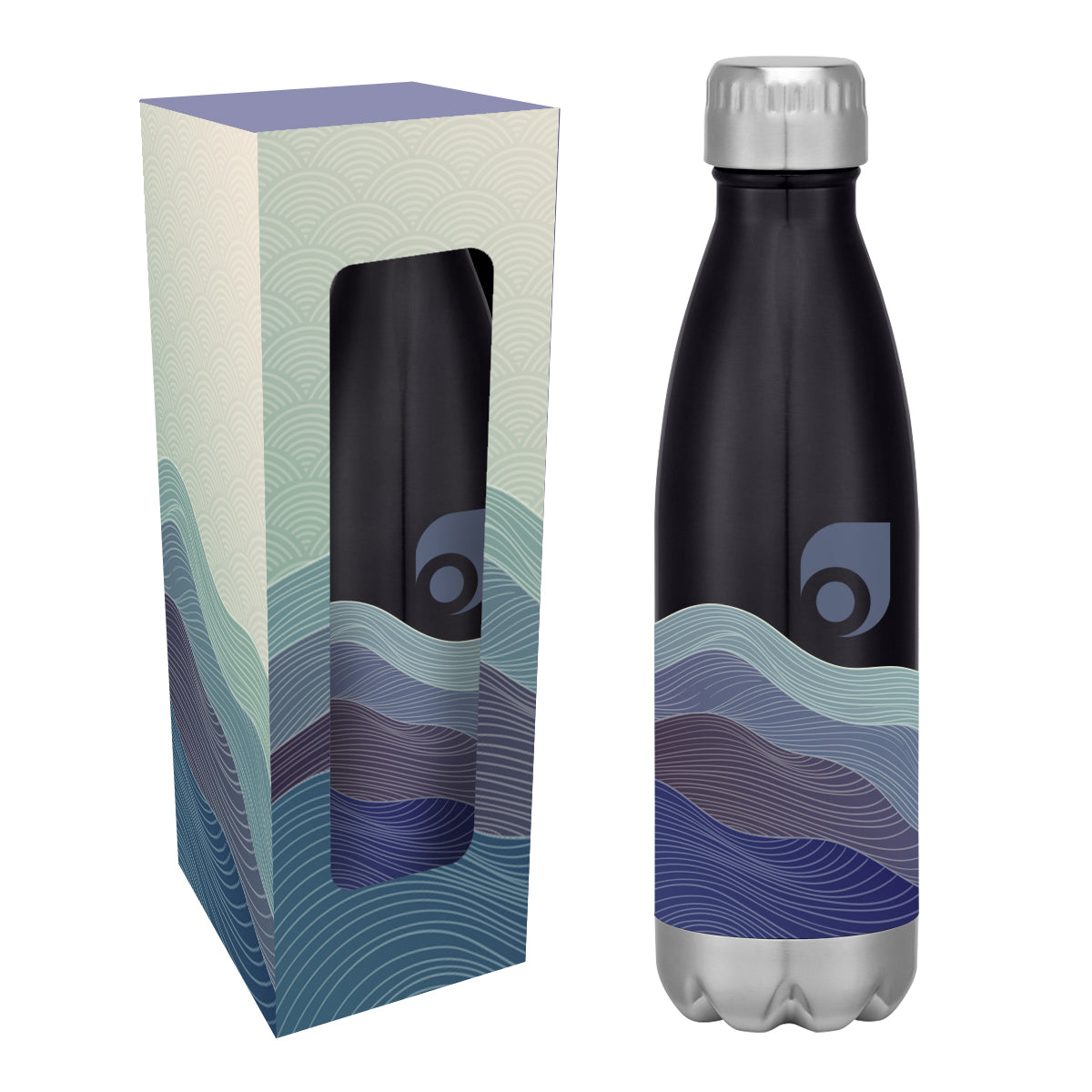 Custom logo 16 Oz. Full Color Swiggy Stainless Steel Bottle With Custom Window Box