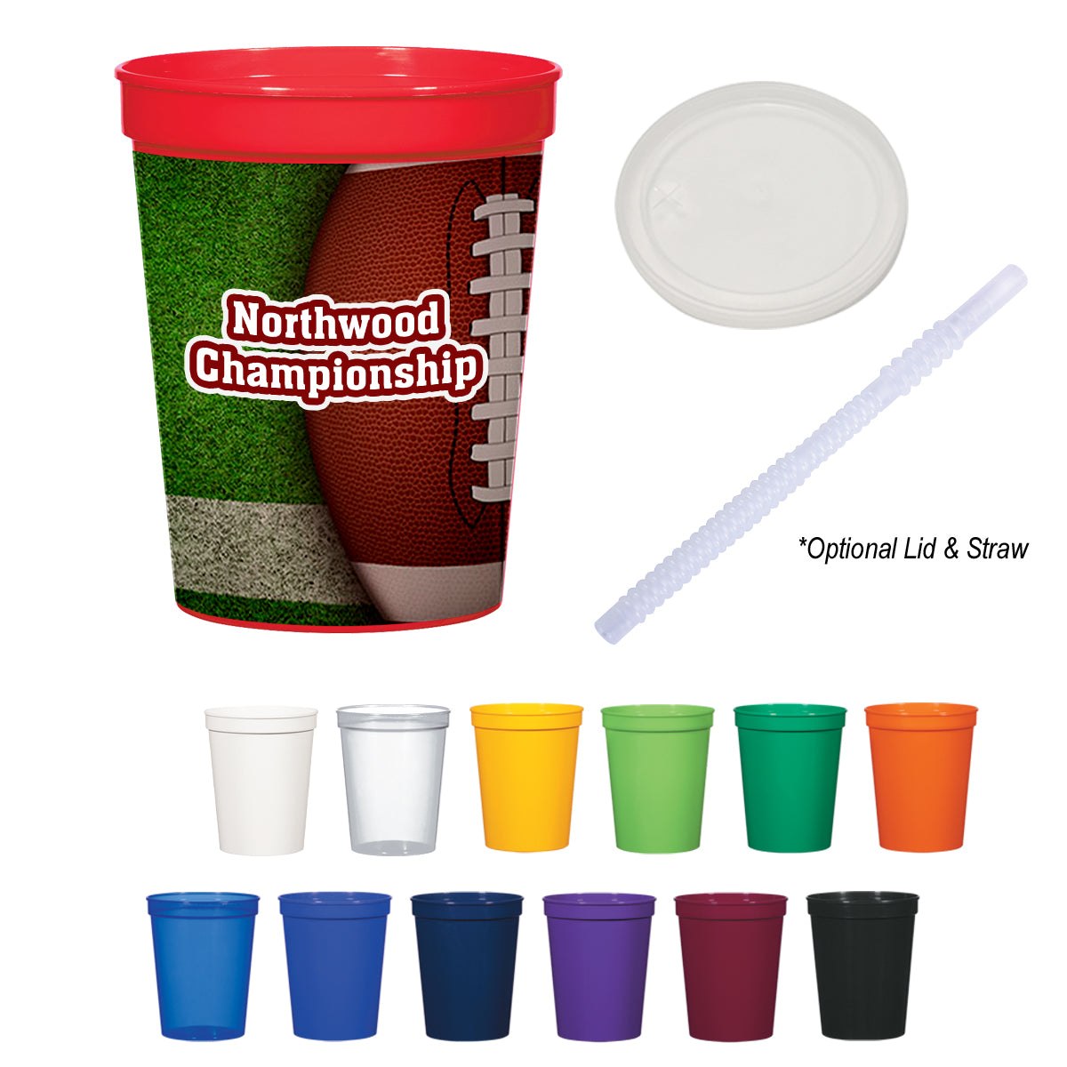 Custom logo 16 Oz. Full Color Big Game Stadium Cup