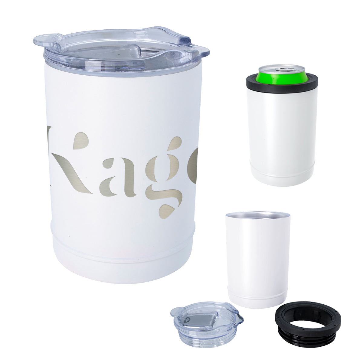 Custom logo 2-In-1 Full Laser Copper Insulated Beverage Holder And Tumbler