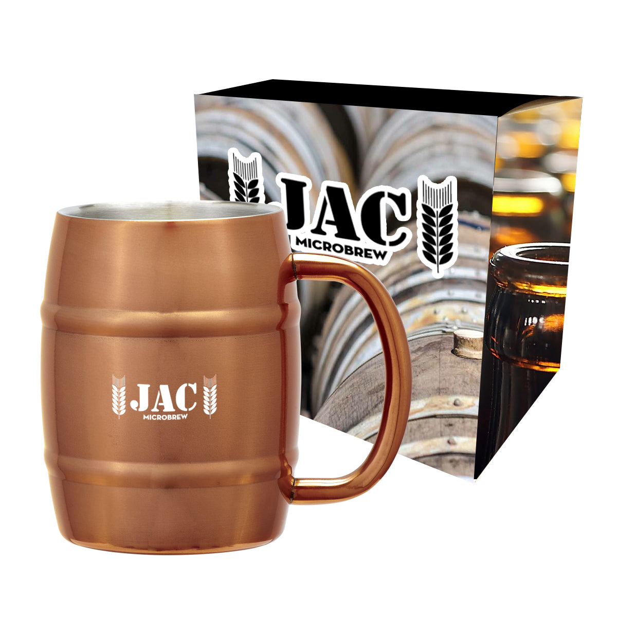 Custom logo 14 Oz. Moscow Mule Barrel Mug with Custom Box