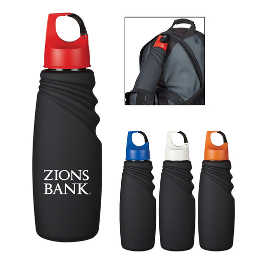 Custom logo 24 Oz. Matte Finish Crest Carabiner Sports Bottle