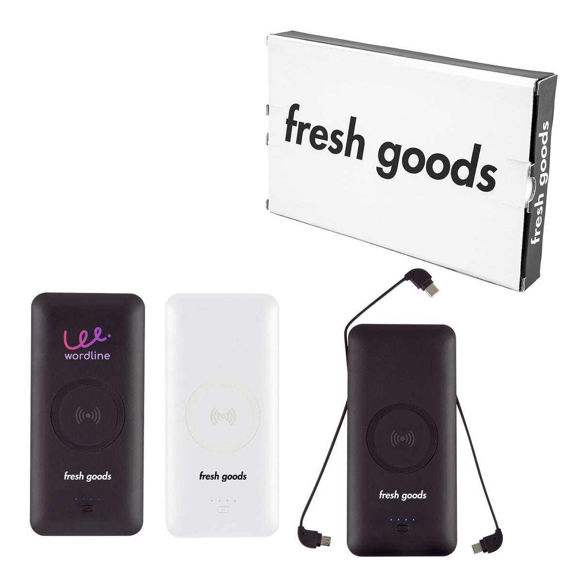 Custom logo Fresh Goods 5-In-1 Wireless Power Bank