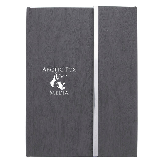 Custom logo Woodgrain Padfolio With Sticky Notes And Flags