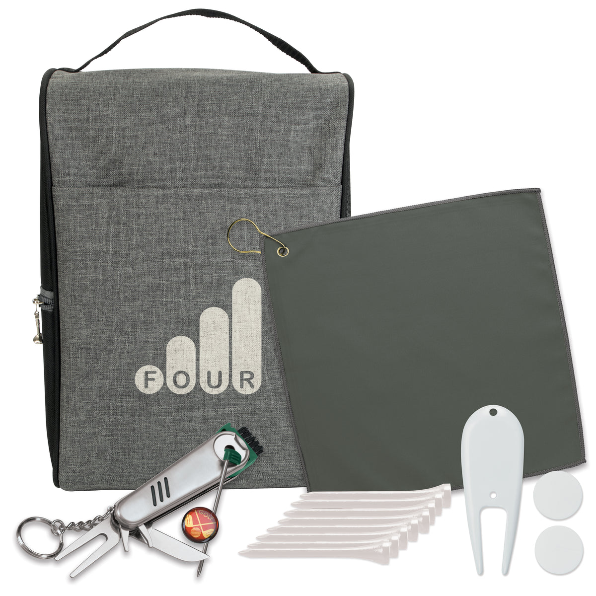 Custom logo Heathered Shoe Bag Golf Kit