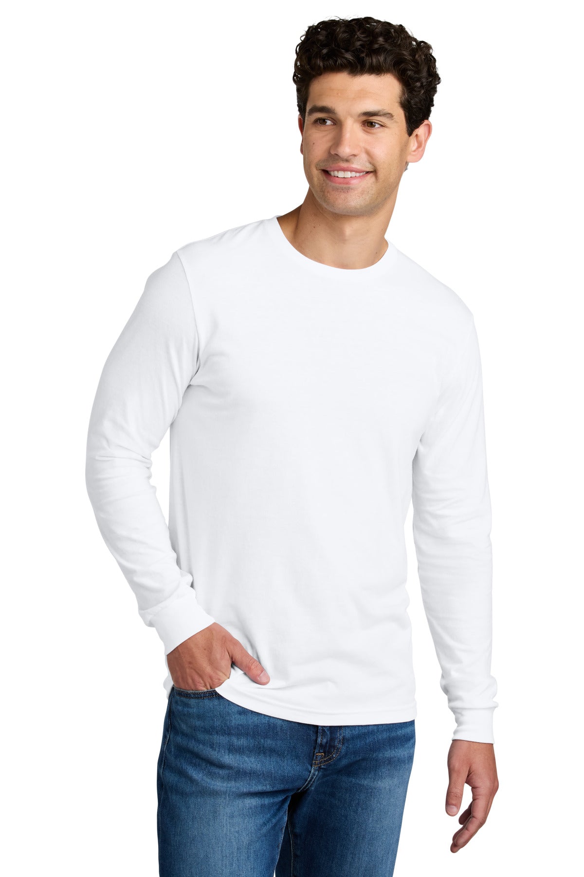 Custom logo Gildan® Softstyle® CVC Long Sleeve Tee 64440CVC in White