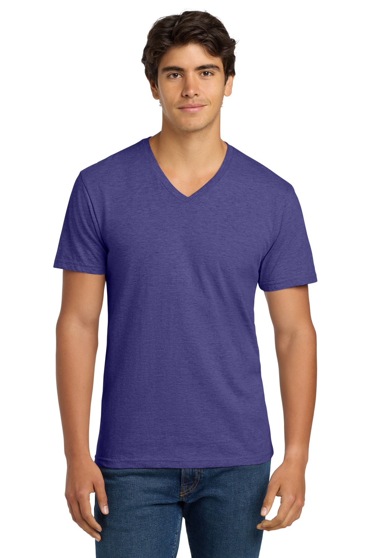 Custom logo Gildan Softstyle® V-Neck T-Shirt. 64V00 in Heather Purple