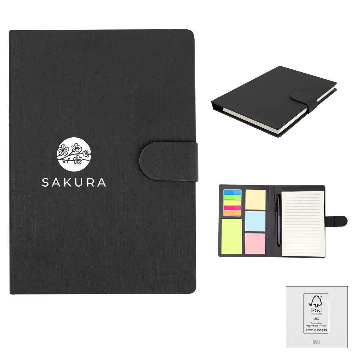 Custom logo Taylor Padfolio With Sticky Notes & Flags