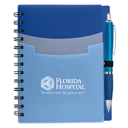 Custom logo Tri-Pocket Notebook & Satin Pen