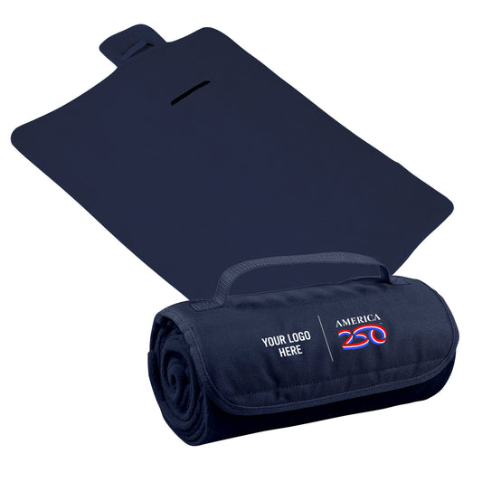 Custom logo America250™ Recycled Roll-Up Blanket