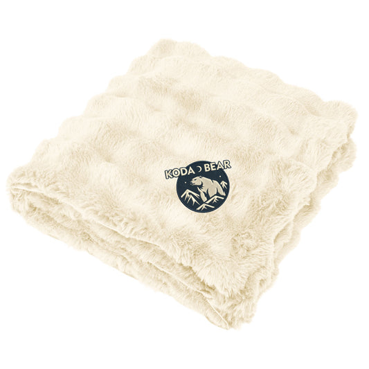 Custom logo Faux Fur rPET Bubble Blanket