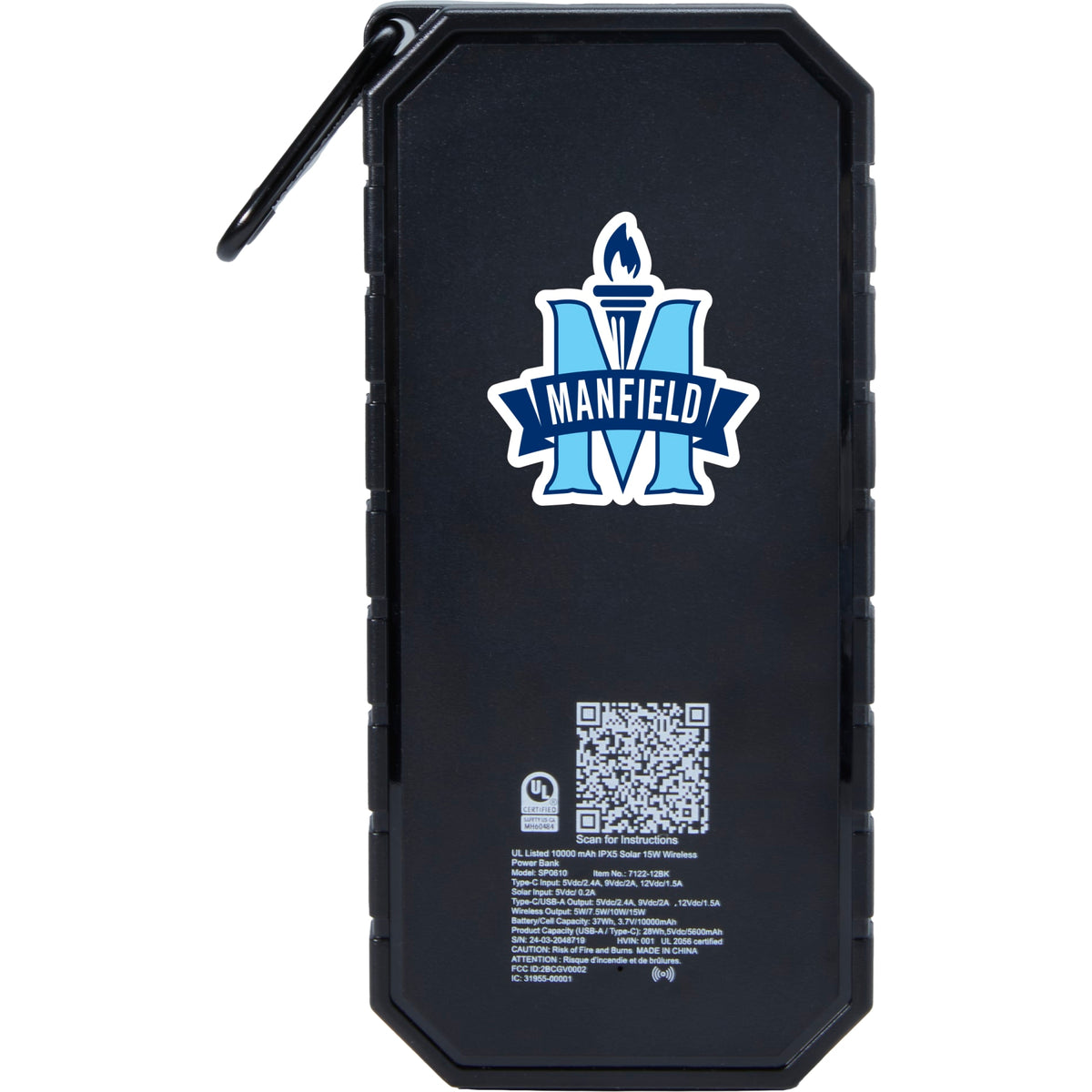 Custom logo UL Listed 10000 IPX5 Solar 15W Wireless Power Ban