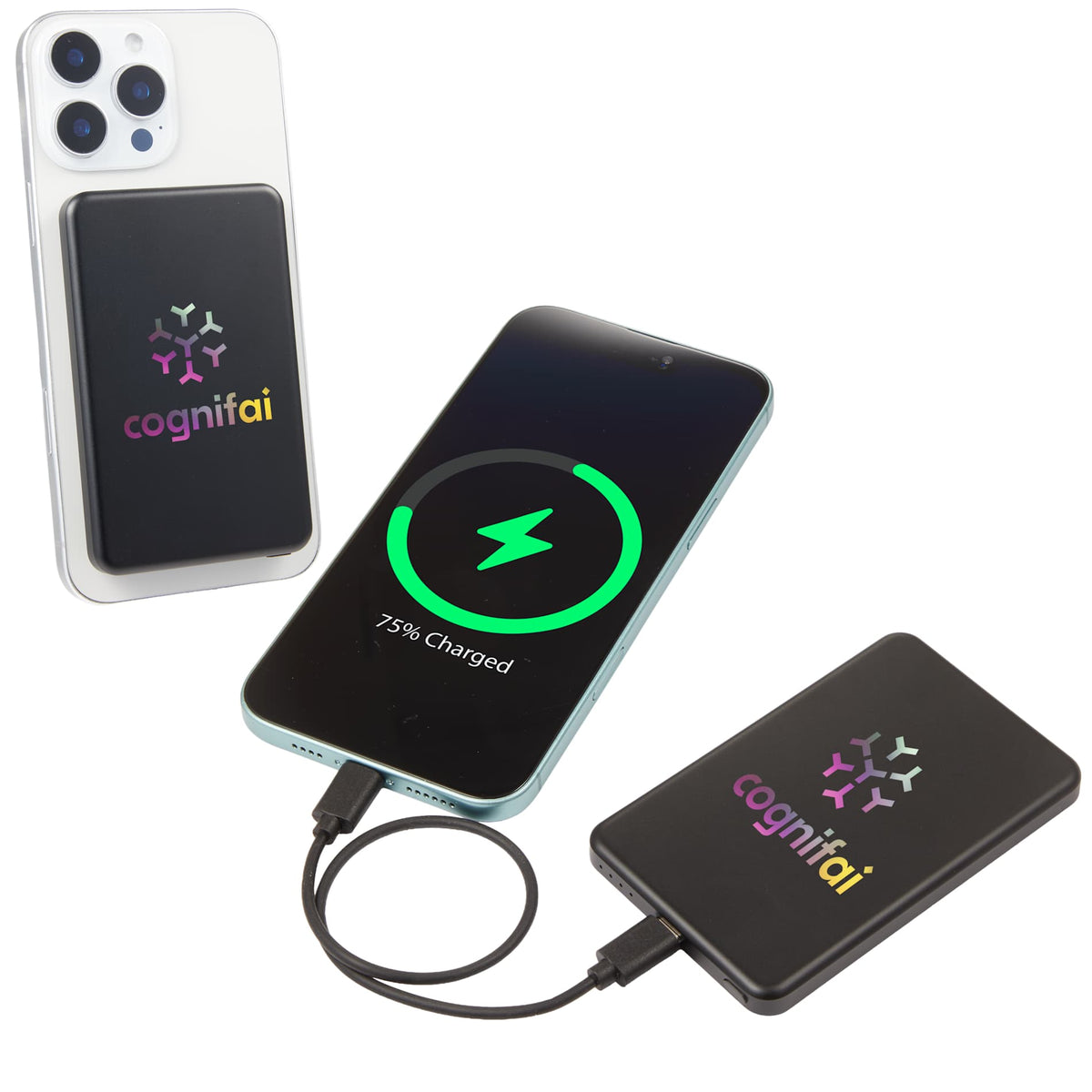 Custom logo MagClick™ 5,000 mAh Slim Aluminum Power Bank