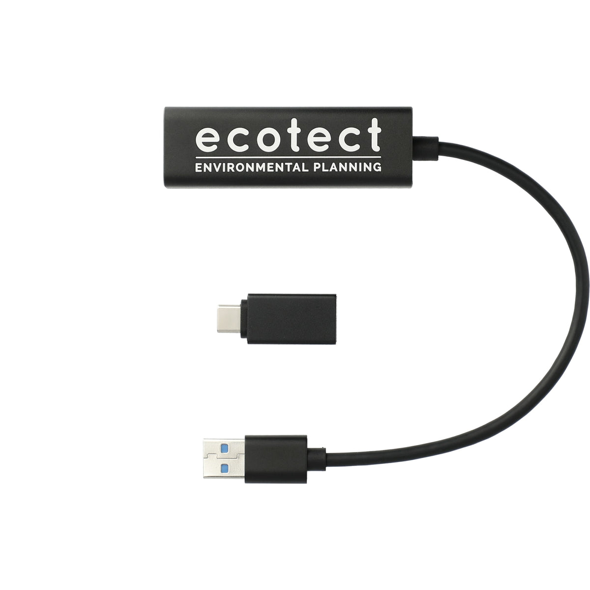 Custom logo Aluminum 4-Port USB 3.0 Hub with Type C Adapter