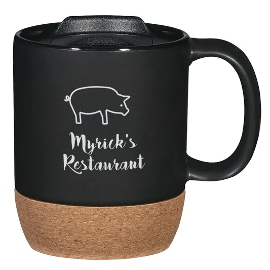 Custom logo 14 Oz. Cork Base Ceramic Mug