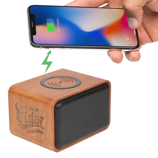 Custom logo Wood Bluetooth Speaker with Wireless Charging Pad