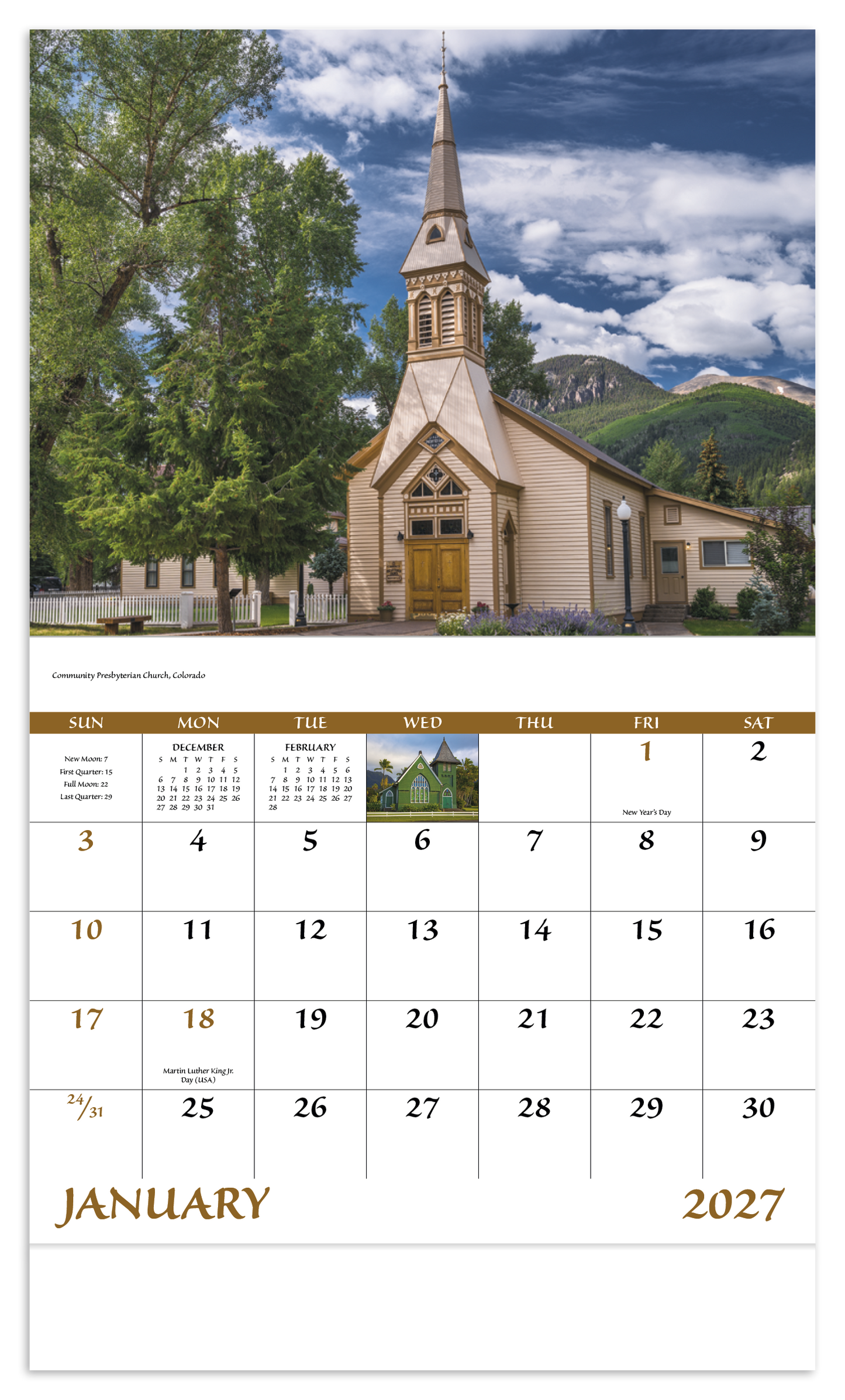 Scenic Churches - Stapled Calendar