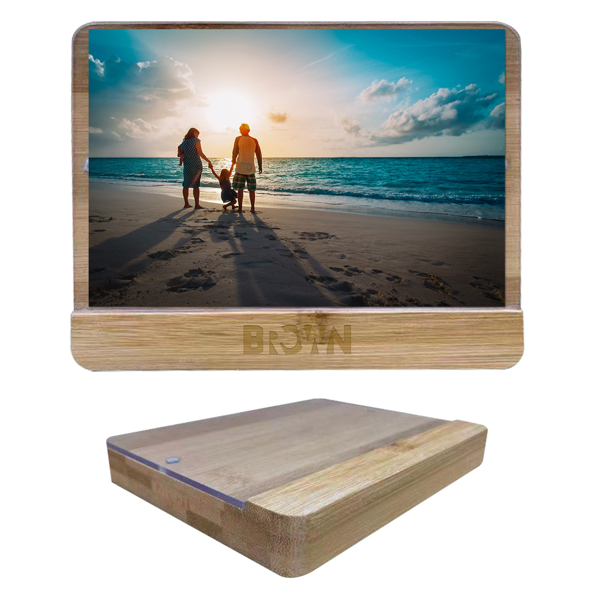 Custom logo 4" X 6" Holliston Bamboo Photo Frame