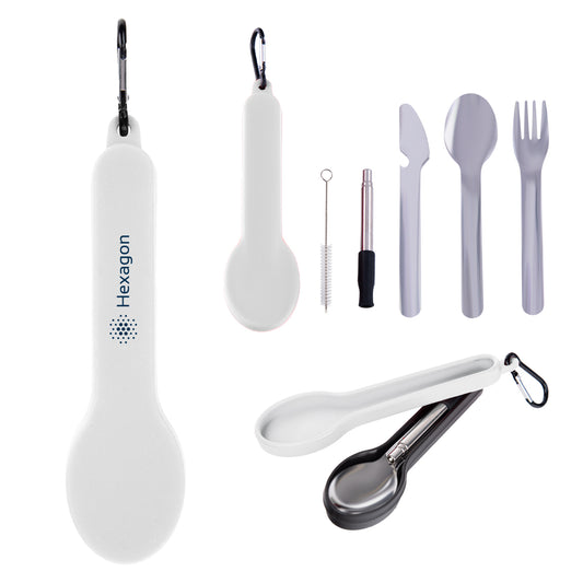 Custom logo Travel Utensil Set With Silicone Holder