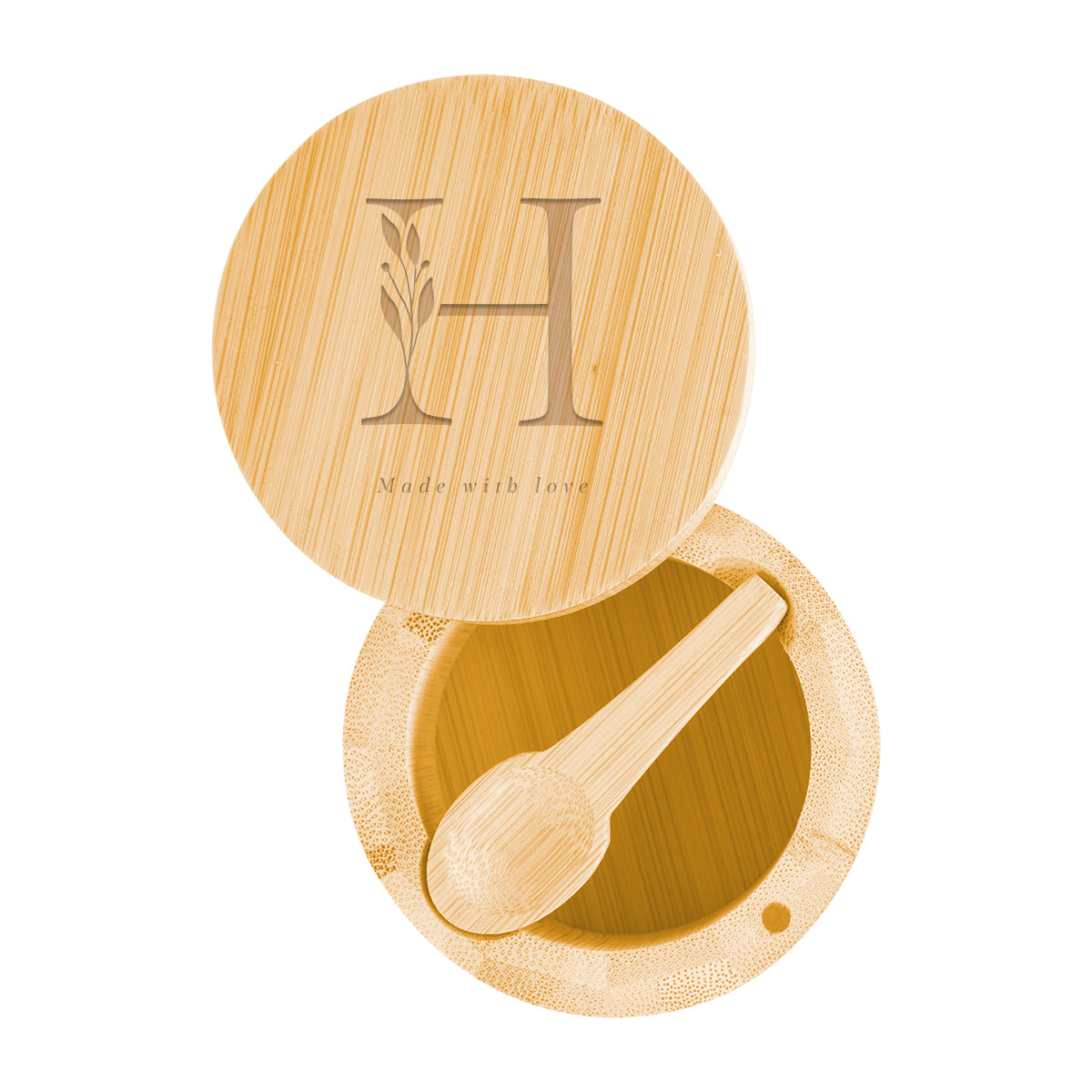 Custom logo Bamboo Salt Cellar